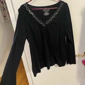 14/16 Venezia Lane Bryant black shirt rhinestone collar